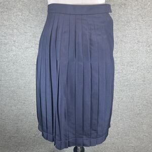Vintage 80/90s Carlisle Pleated 100% Silk Skirt Women's US Size 4 Navy Blue